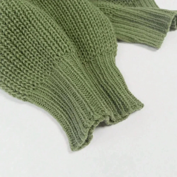 Army Green Casual Women's Solid Drop Shoulder Open Front Cardigan - Picture 4 of 8